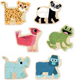 DJECO Mix & Match Animal Magnets - Silly Creatures, Endless Fun for Home, School or Gifts - Fun & Creative for Family & Friends, Educational Wooden Toys for Preschool, Kids 2 