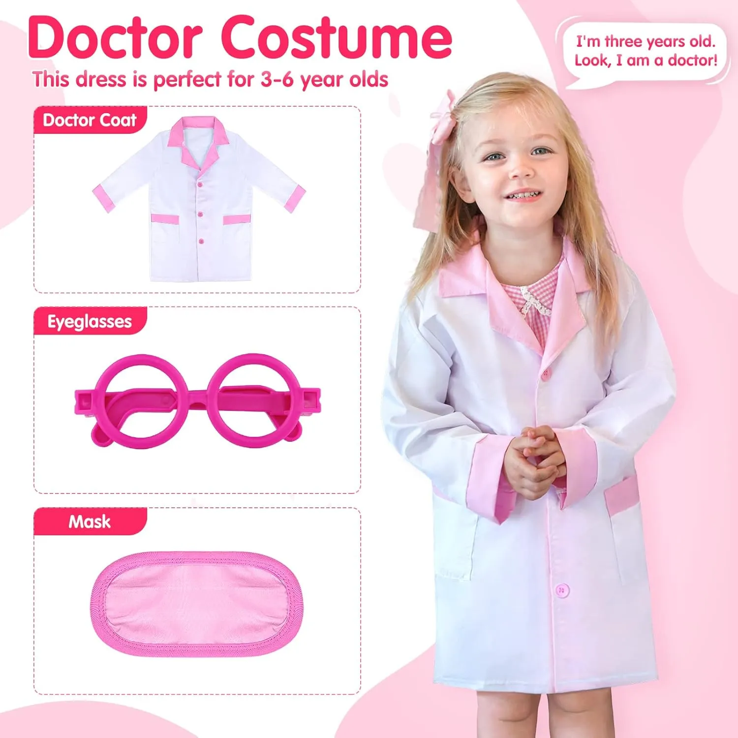 Doctor Toys Kit for Girls - Dr Medical Pretend Play Toys Set for Kids - Doctors Dress Up Kits for Toddlers 3-5 - Nurse Sets for Girl 22Pcs - Doctors Playset for Toddler Ages 3 4 5 6 Year Old