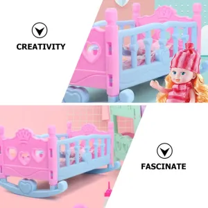 Doll Shaker Model Plastic Mini Cradle Child Toy Baby Bed Crib Cots Furniture Nursery Decoration Miniture Dollhouse Crib Babies Toy