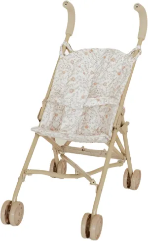Doll Stroller – Neutral Color Lightweight & Flexible Stroller - Baby Doll Stroller for Kids 3  - Chic Floral Print - 22"