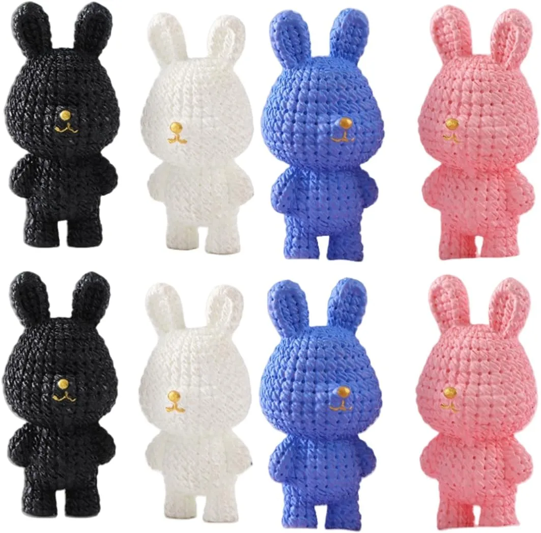 Dollhouse Décor 8-Pack Cute Woven Rabbit Dolls DIY Doll House Landscaping Decoration Ornaments