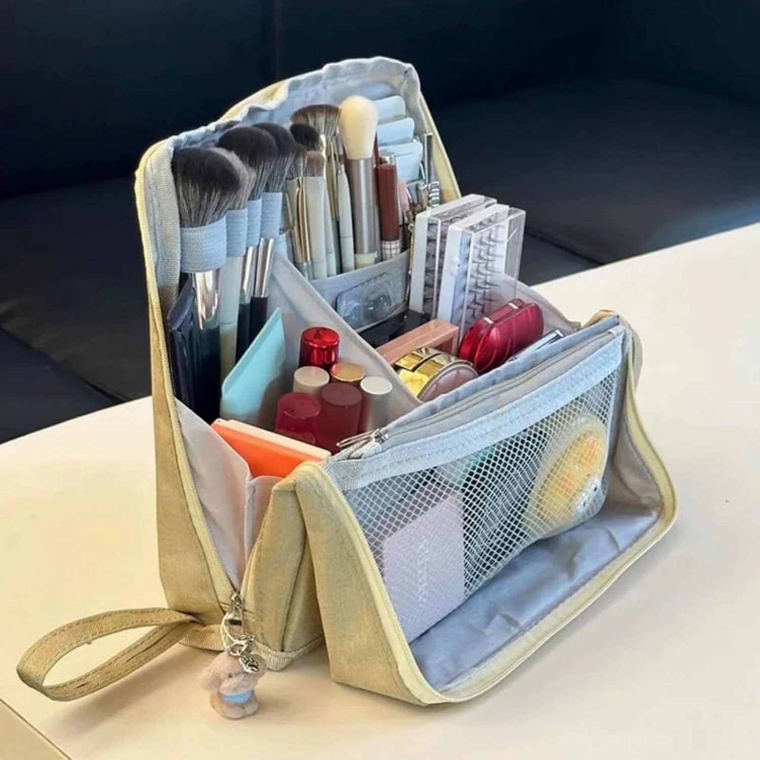Doresty Makeup Bag, Doresty Standing Makeup Bag – Portable, Large Capacity, Multi-purpose Large Capacity Standing Makeup bag, Toiletry Bags with Compartments (purple)
