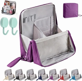 Doresty Makeup Bag, Doresty Standing Makeup Bag – Portable, Large Capacity, Multi-purpose Large Capacity Standing Makeup bag, Toiletry Bags with Compartments (purple)
