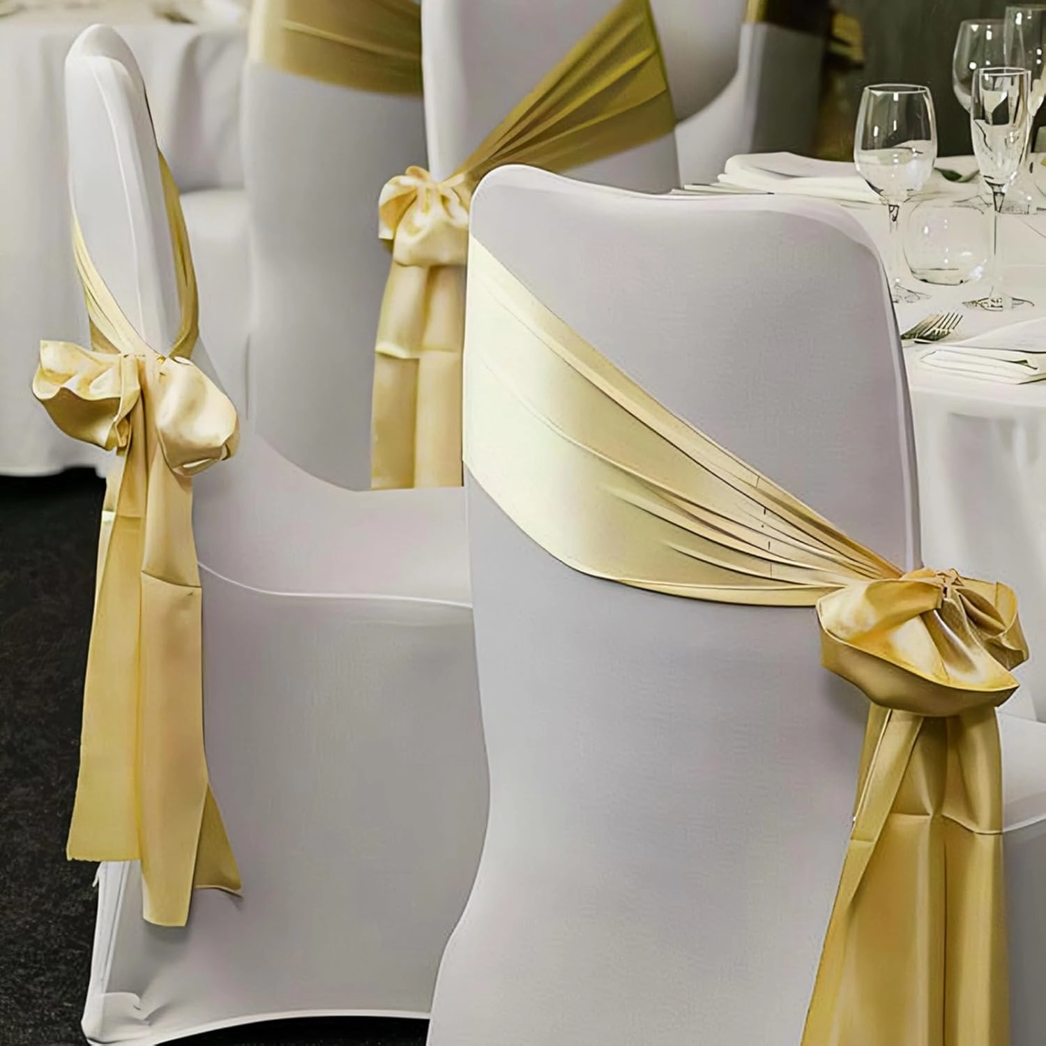 Double Face 8 Inch Wide Satin Ribbon 25 Yards Gold Silk Ribbon Spool Perfect for Ceremony Openings Weddings Decoration Chair Sashes Table Hair Car Bows