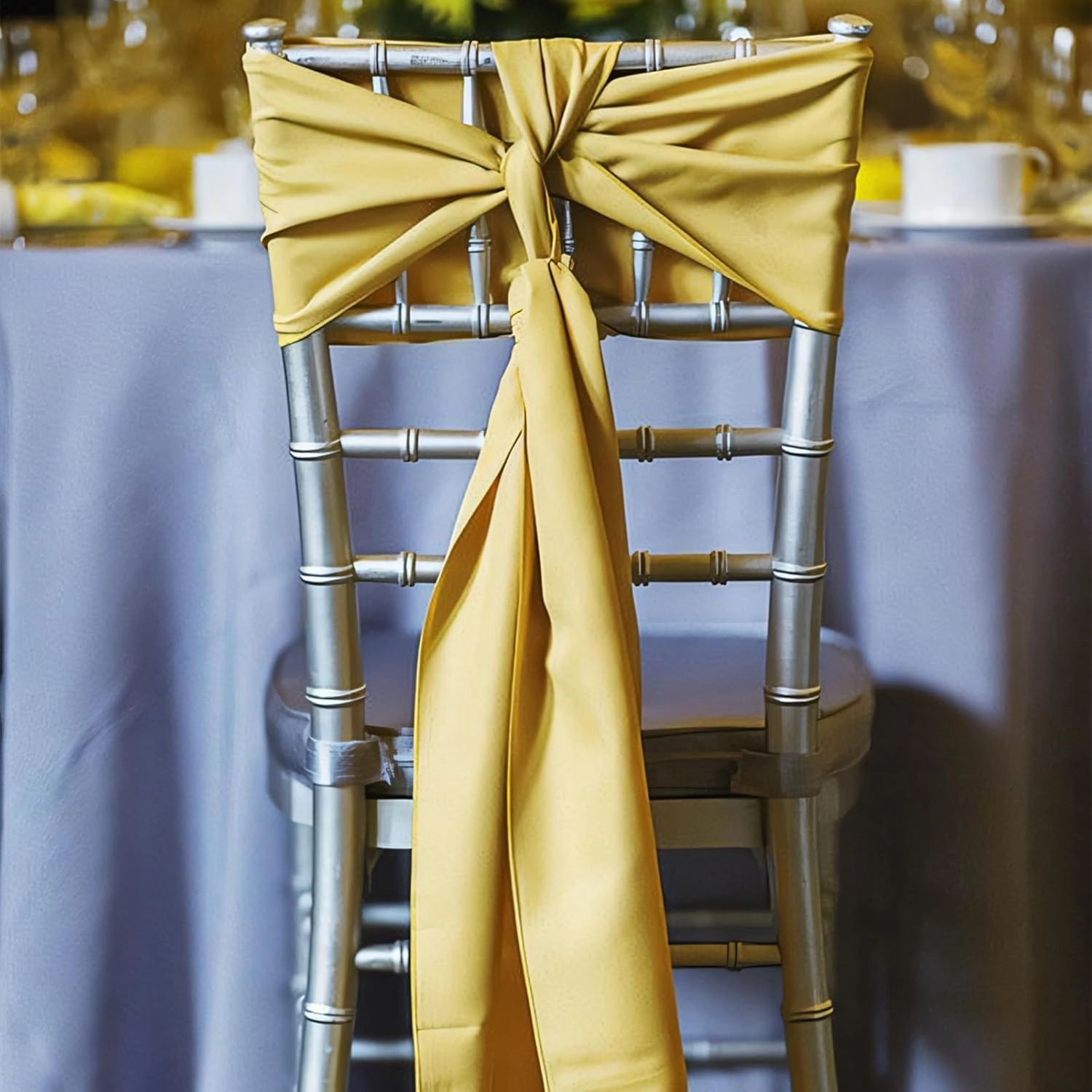 Double Face 8 Inch Wide Satin Ribbon 25 Yards Gold Silk Ribbon Spool Perfect for Ceremony Openings Weddings Decoration Chair Sashes Table Hair Car Bows