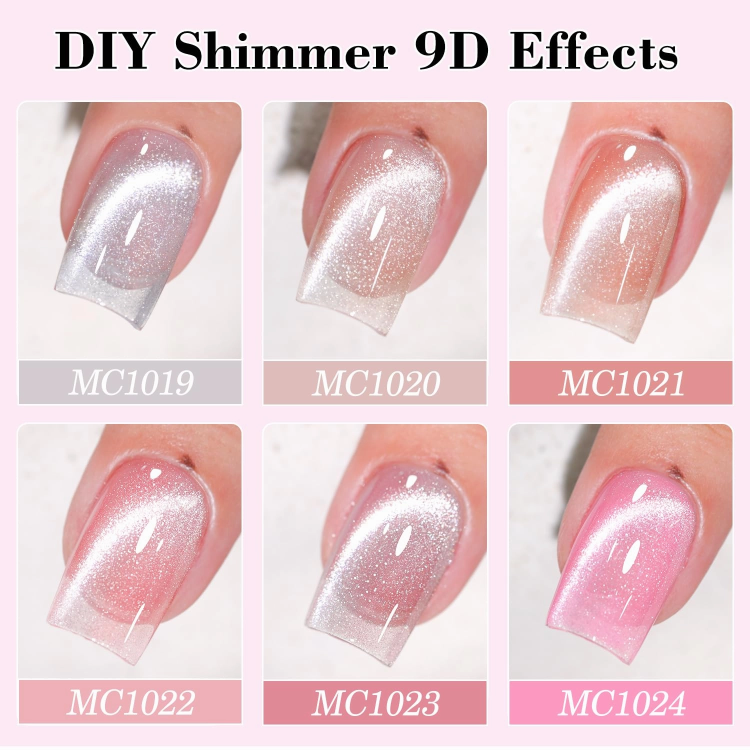 Double Rhythm 6 Colors Cat Eye Gel Polish Set Shimmer Glitter with Magnet Holographic Reflective Magnetic UV Nail Art Kit (6-Kit 14)