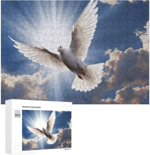 Dove Sky Puzzles 300 Pieces Personalized Jigsaw Puzzles Dove Sky Photo Puzzle Challenging Picture Puzzle for Adults Personaliz Jigsaw with Storage Bag (15.7" X 11")