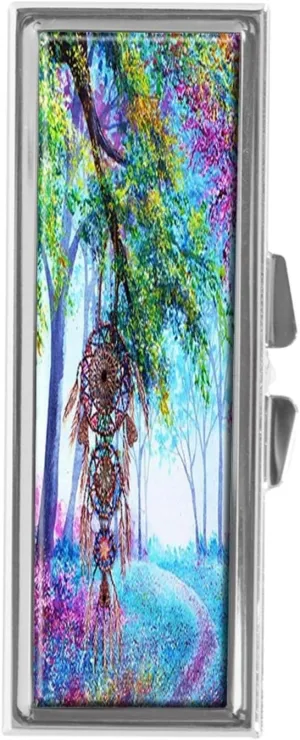Dreamcatcher Forest Lane Pill Box for Purse or Pocket Pill Case Decorative Boxes Gift Box Pill Organizer for Travel Pill Box