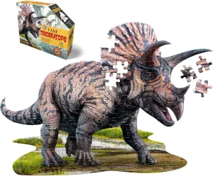 e11even, LLC Madd Capp Puzzles Jr. - I AM Triceratops - 100 Pieces - Animal Shaped Jigsaw Puzzle, 884015