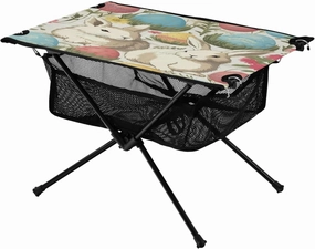 Easter Bunnies & Eggs Portable Folding Camping Table, Compact Lightweight Beach Table with Carrying Bag for Outdoor Picnics, BBQs, Camp