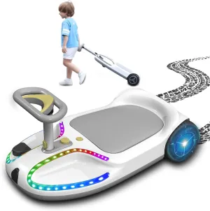 Electric Go Kart for Kids, 24V Electric Pedal Kart with Cool Lights Speed Adjustable Electric Wiggle Car Go Karts, Portable Mini Go Kart