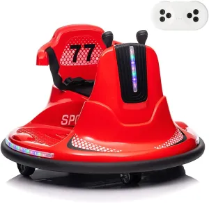 Electric Ride on Bumper Car for Toddlers, Ride on Car with Remote Control, LED Lights & 360 Degree Spin, Indoor and Outdoor for 37-95 Months Kids(Red)