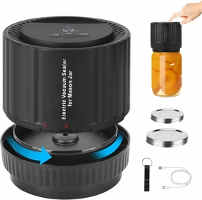 Electric Mason Jar Vacuum Sealer Kit for Wide Mouth and Regular Mouth Mason Jars, Portable Food Storage and Canning for Food Vacuum Storage Sealing Preservation