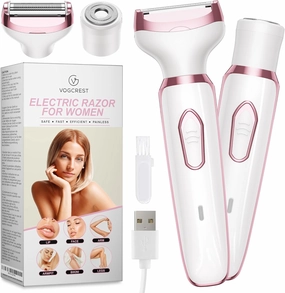 Electric Razor - Shaver - Trimmer for Women: 2 in 1 Painless Body Razors and Facial Hair Remover - Rechargeable Hair Removal Kit for Face Body Leg Bikini Underarm Arm