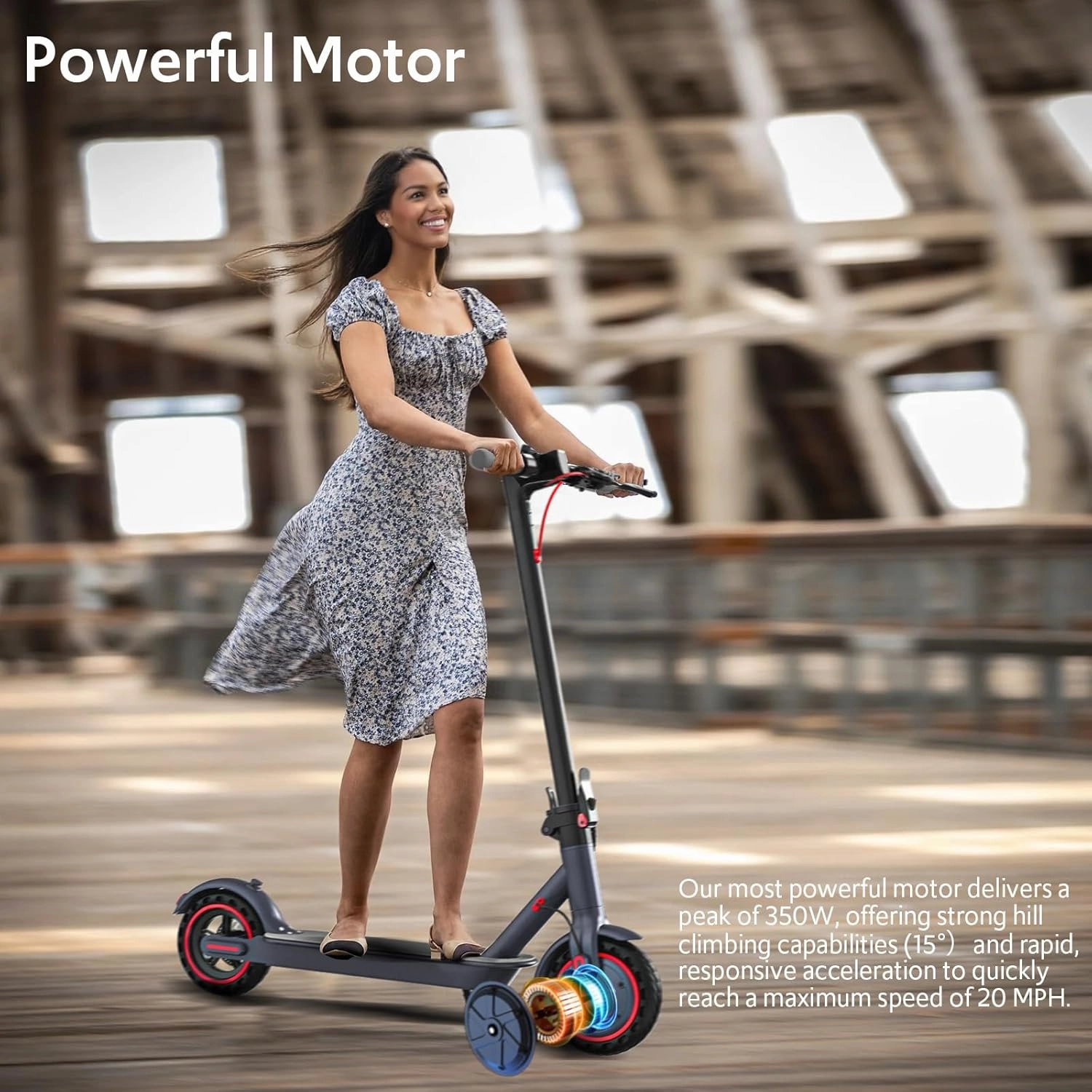 Electric Scooter Adults, 350/500/600W Motor Foldable Design with Dual Brakes, Smart App Control