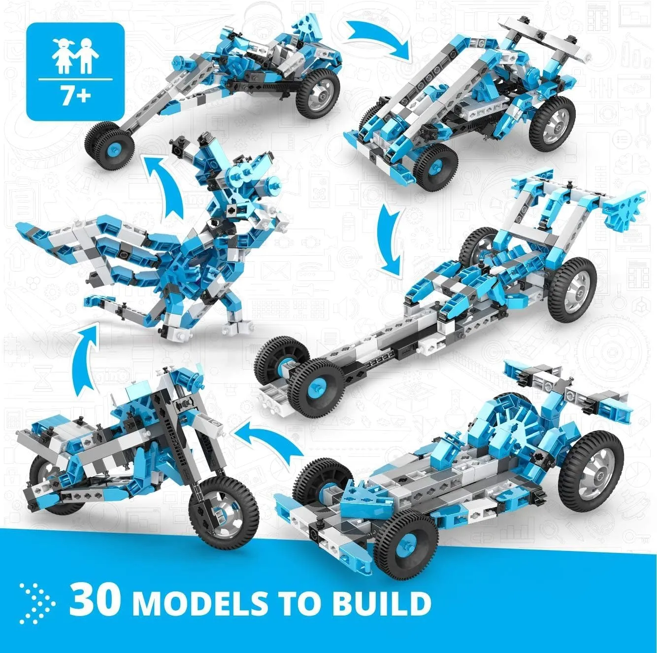 Engino Creative Engineering Stem Toys, 30 Multi Model Set, Educational Playset for Kids 7 , Construction Toys for Inventors, Gift for Boys & Girls