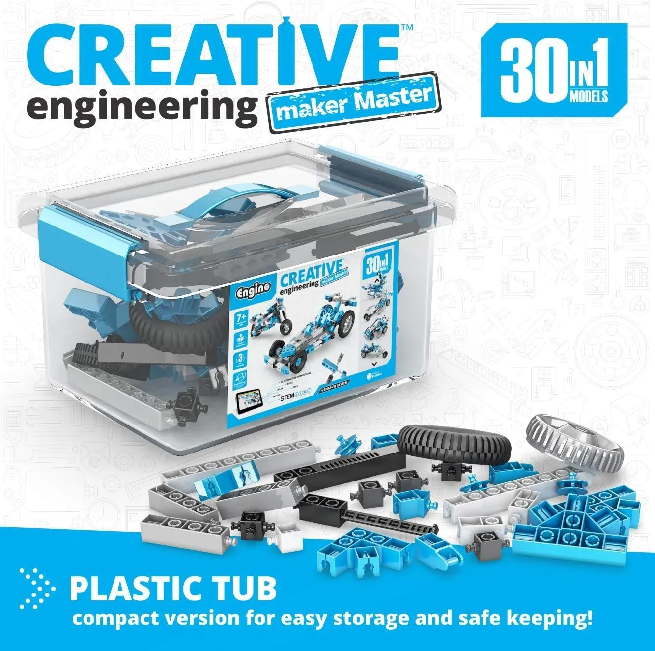 Engino Creative Engineering Stem Toys, 30 Multi Model Set, Educational Playset for Kids 7 , Construction Toys for Inventors, Gift for Boys & Girls