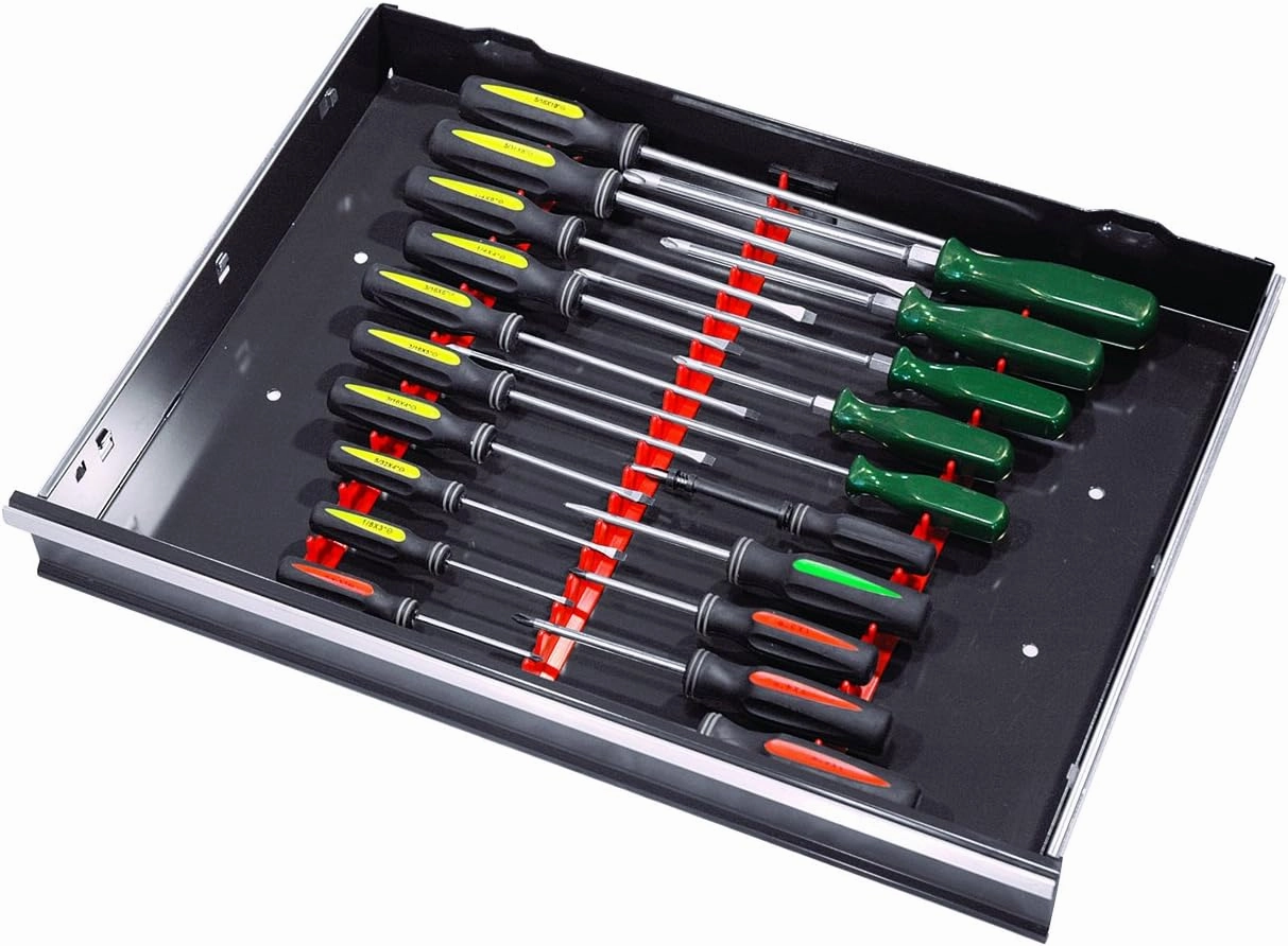 Ernst Manufacturing 6011M Screwdriver Rail Set with Magnetic Backing, 20 Tool, Black
