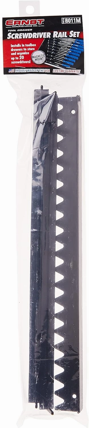Ernst Manufacturing 6011M Screwdriver Rail Set with Magnetic Backing, 20 Tool, Black
