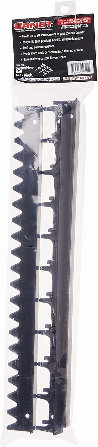 Ernst Manufacturing 6011M Screwdriver Rail Set with Magnetic Backing, 20 Tool, Black