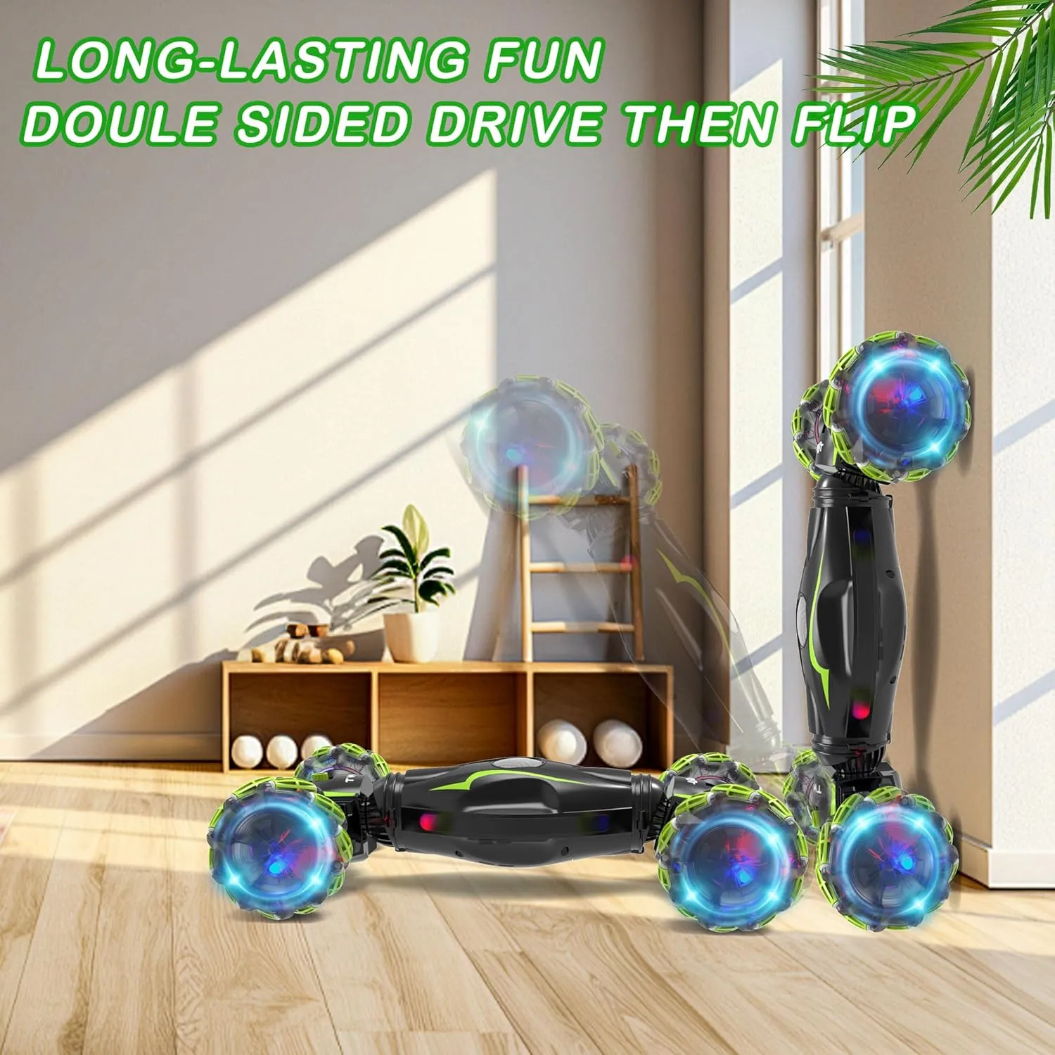 Eulogia Gesture Sensing RC Stunt Car,2.4Ghz RC Car with Spray Effect, 360° Rotate Transform Off-Road Drift RC Cars with Lights Music, Suitable for Kids Over 5-12 Years Old