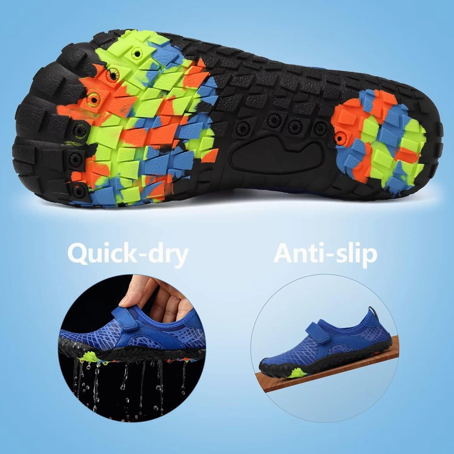 FANTURE Girls & Boys Water Shoes Lightweight Comfort Sole Easy Walking Athletic Slip on Aqua Sock(Toddler/Little Kid/Big Kid)