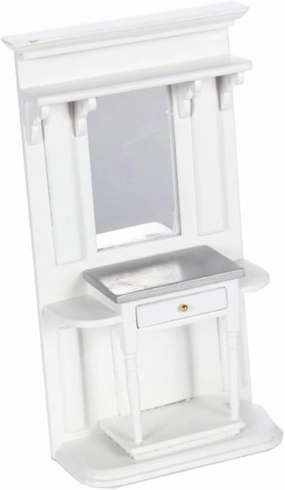 FAVOMOTO 1pc Mini Furniture Dressing Table with Mirror DIY Makeup Vanity Dollhouse Decor for Windowsill Desktop Creative Design