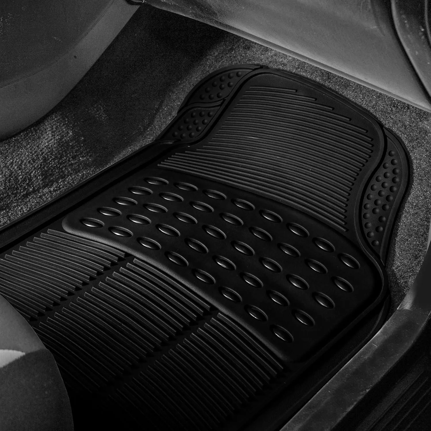 FH Group Car Floor Mats - Heavy-Duty Rubber Floor Mats for Cars, Universal Fit 3 Rows Full Set, Trimmable Automotive Floor Mats, ClimaProof Floor Mats, Floor Mats For SUVs, Truck Floor Mats Black