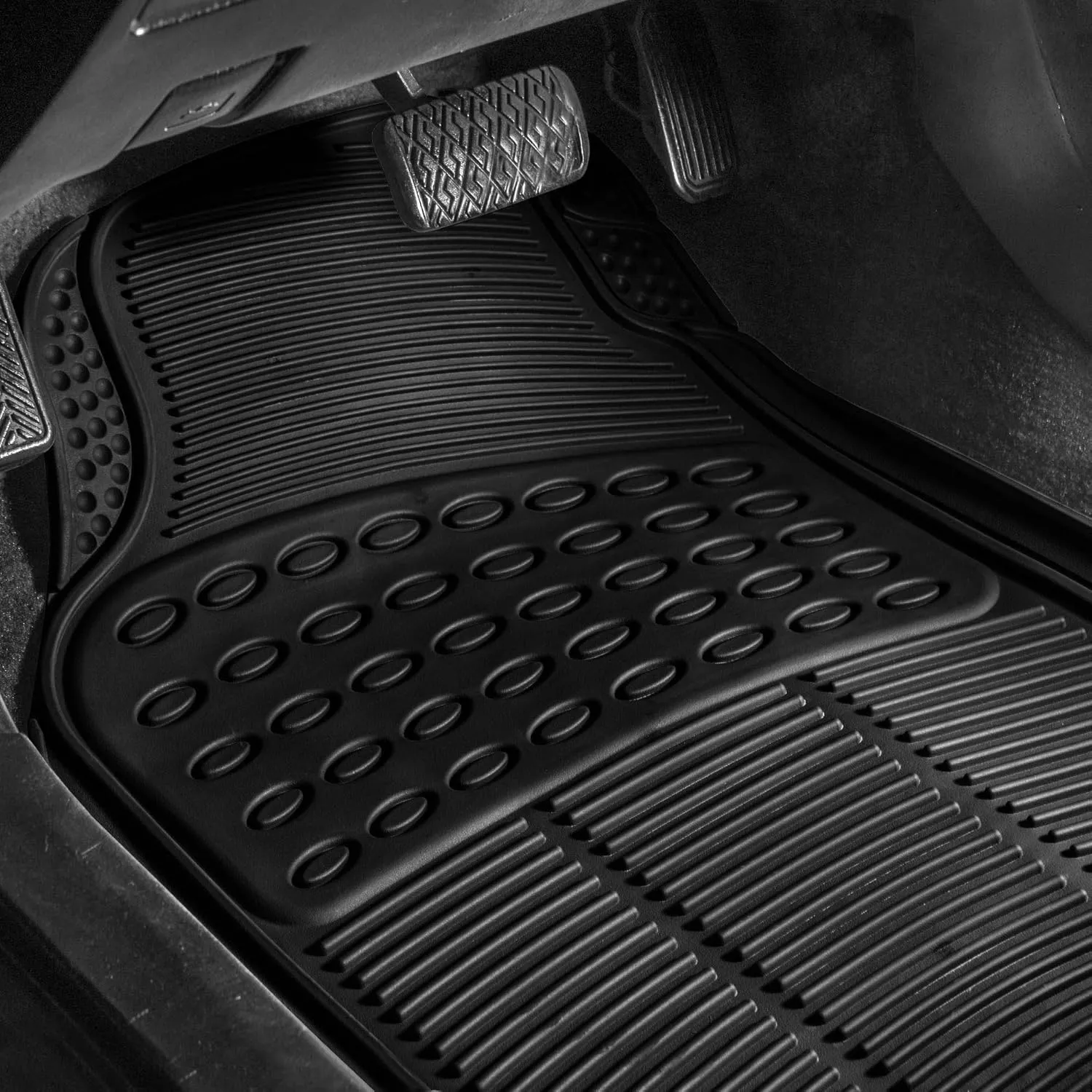 FH Group Car Floor Mats - Heavy-Duty Rubber Floor Mats for Cars, Universal Fit 3 Rows Full Set, Trimmable Automotive Floor Mats, ClimaProof Floor Mats, Floor Mats For SUVs, Truck Floor Mats Black