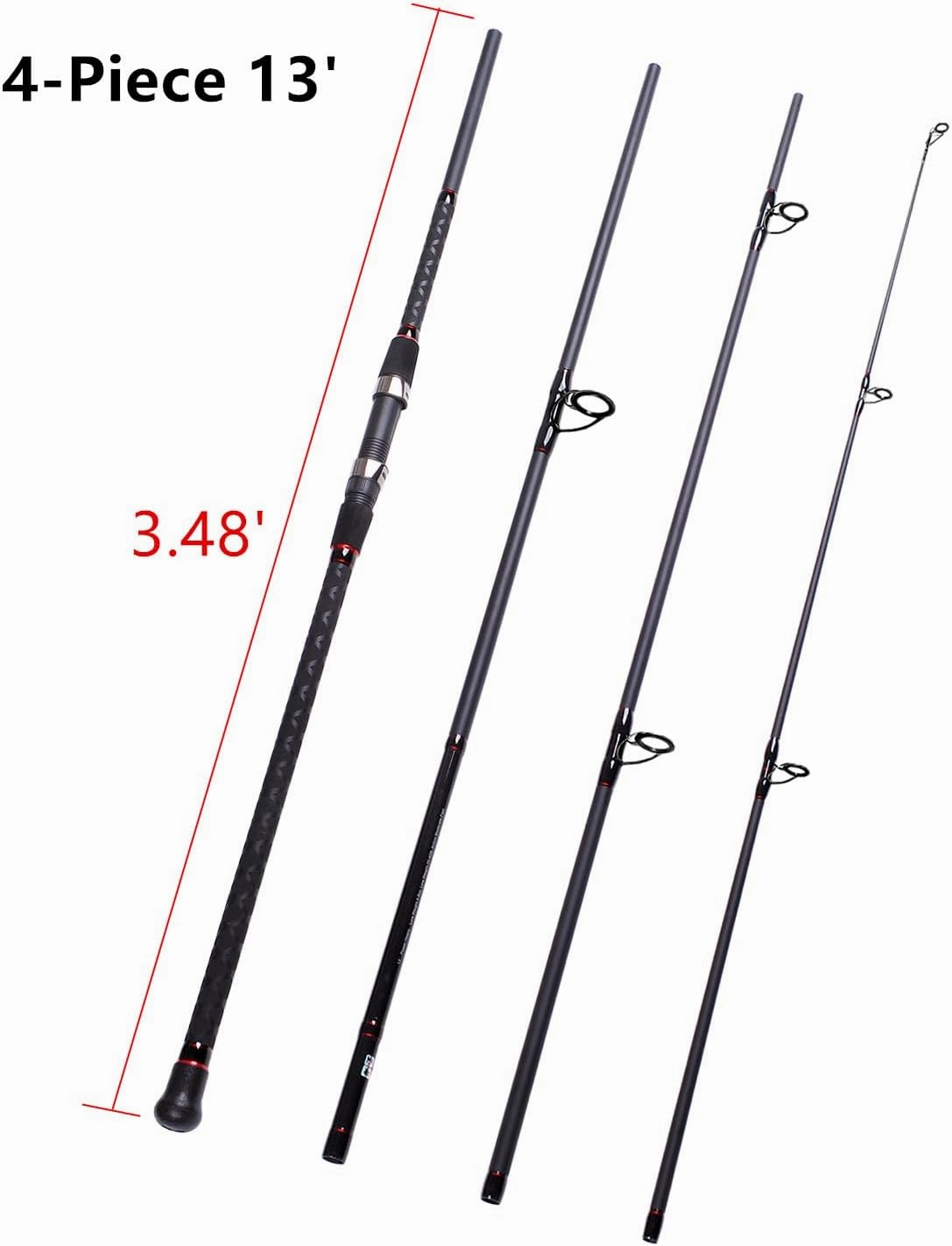 Fiblink Surf Spinning Fishing Rod 2-Piece Graphite Travel Fishing Rod(12 Feet & 10 Feet)