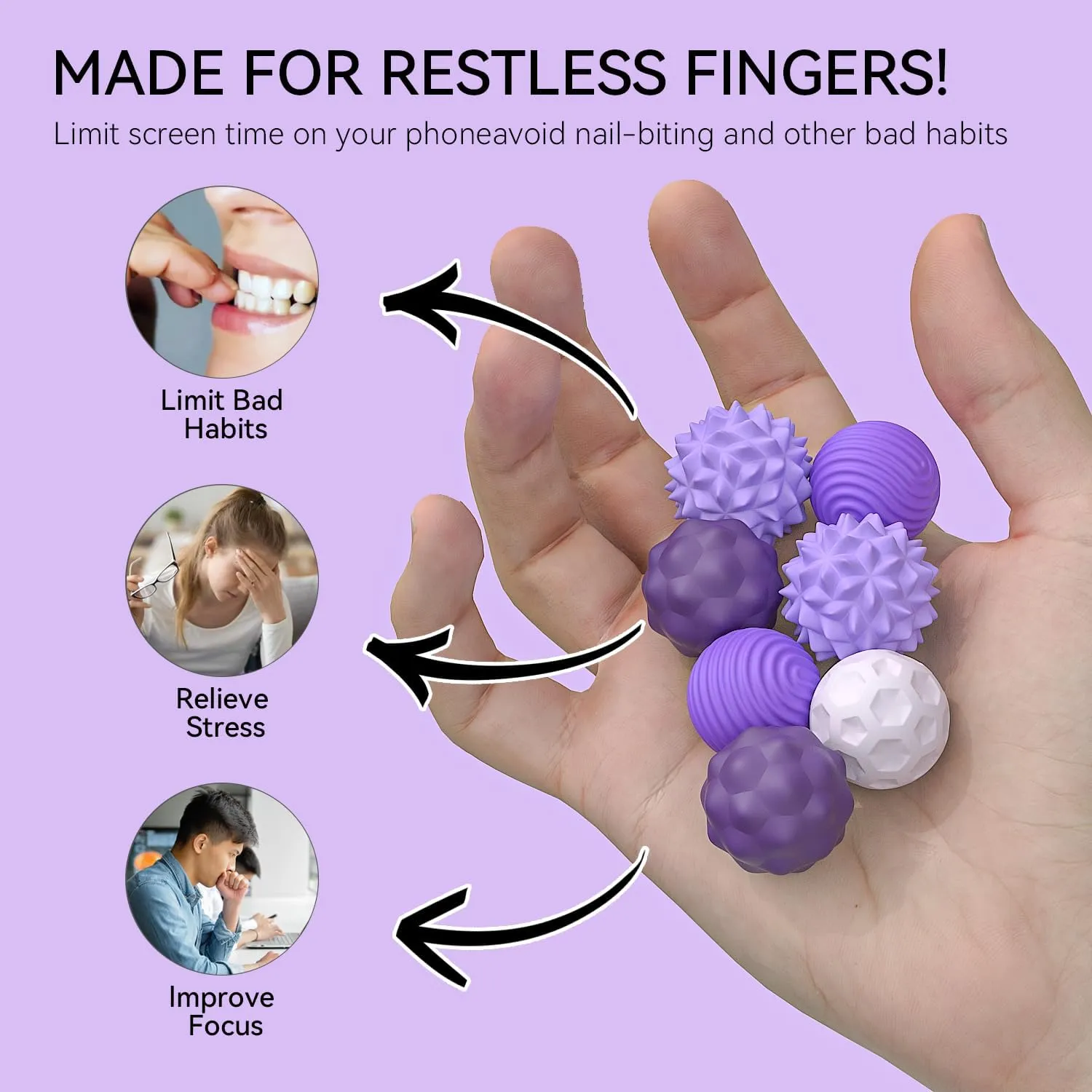 Fidget Magnets Balls Toys, 8Pcs Silicone Sensory Stress Relief Toys for Adults, Teens with Autism, ADHD, Anxiety, Quiet Executive Desk Magnet Ball for Office, Fun Fidget Toys Adults