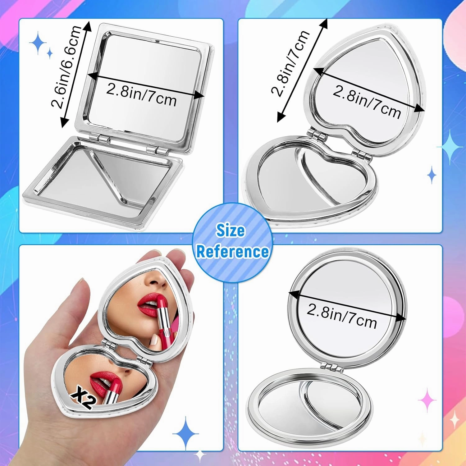 FILASLFT Diamond Painting Mirror,4 Pcs Diamond Art Mirror,Butterfly Diamond Painting Compact Mirror,Portable Magnifying Folding Purse Mirror,Diamond Art Gifts, MR144