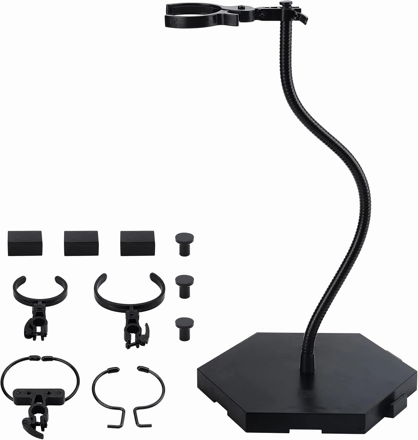 FINGERINSPIRE Doll Figure Stand (Snake-Like Flexible Metal Hose) Action Assembly Action Figure Display Holder Base Black Doll Model Support Stand Action Figure Display for 1/6 1/9 1/12 Scale