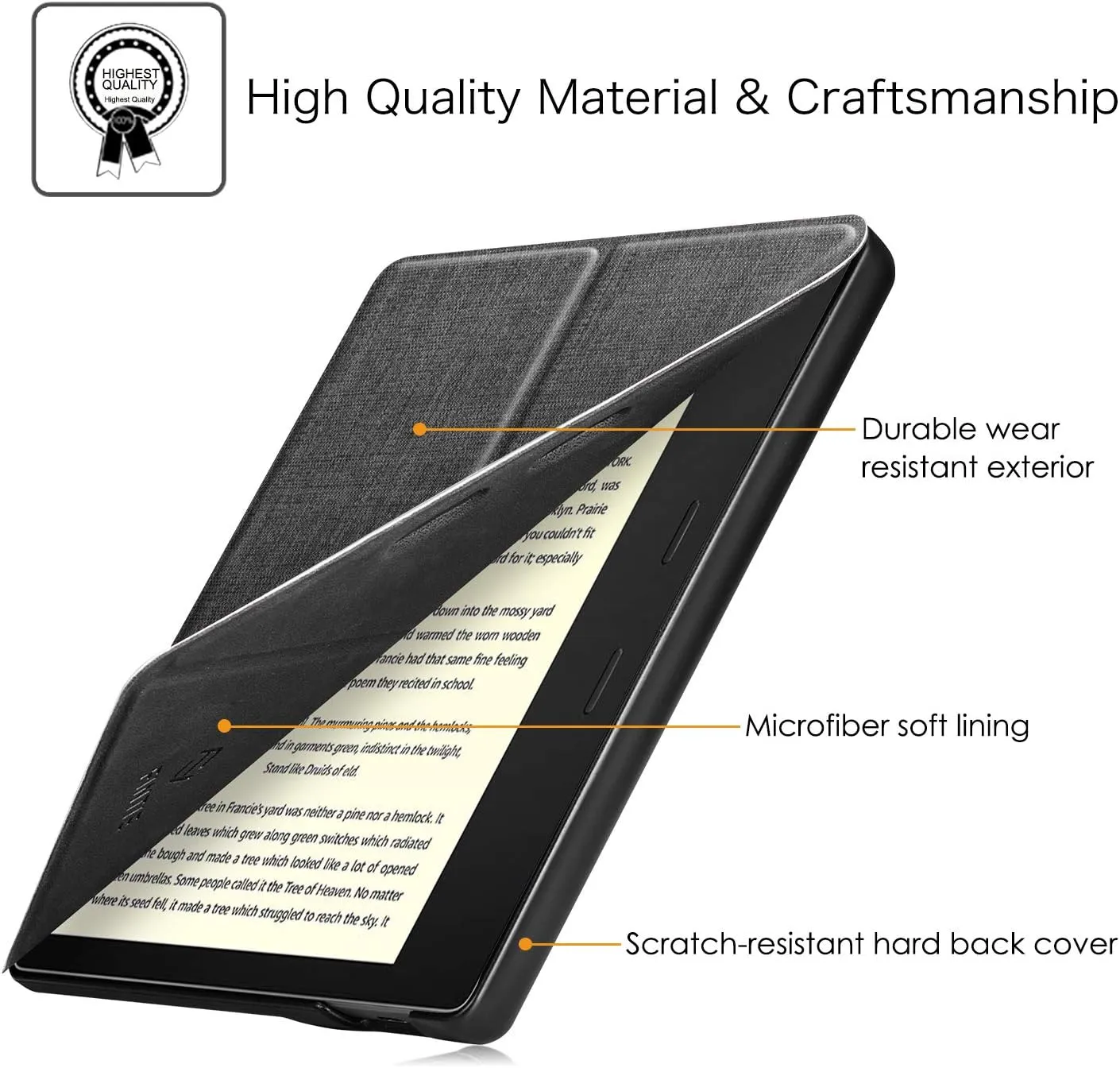Fintie Origami Case for 7" Kindle Oasis (10th/9th Generation, 2019/2017 Release) - Slim Fit Stand Cover Support Hands Free Reading with Auto Wake Sleep, Denim Charcoal