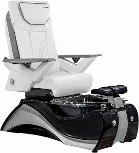 FIOR Shiatsulogic Pedicure Chair FX Black with Marble Trim Pedicure Tub w/Discharge Pump & Pipe-Less Magnetic Jet Pedicure Spa, White Cover Set