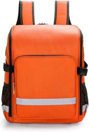 First Aid Backpack Emergency Empty First Responder Bag, Emergency Trauma Bag with Detachable Dividers for EMT(Orange)