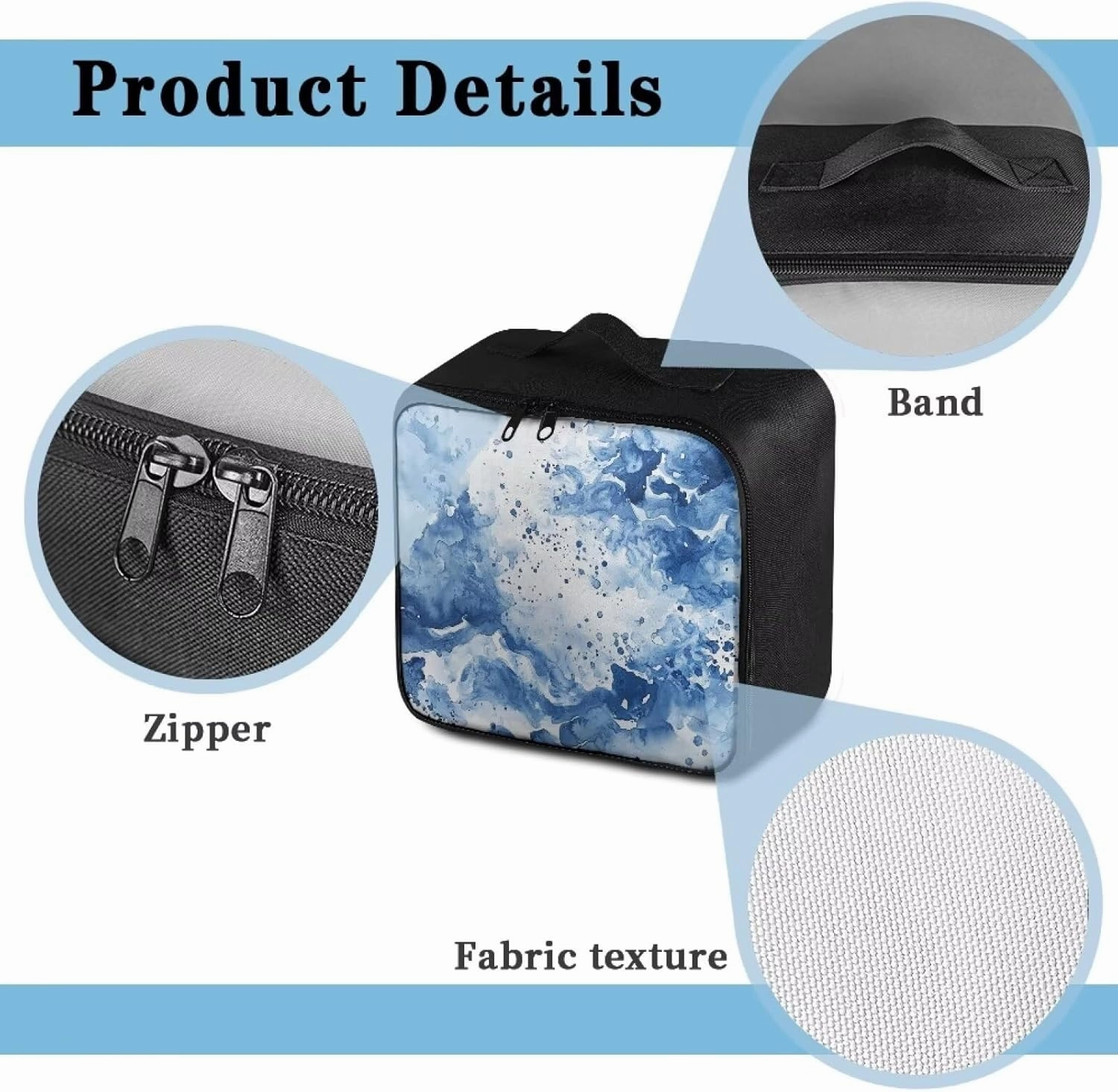 First Aid Kit Bag Empty Medium Organizer Blue White Portable Medication Travel Carrying Case with Handle for Home Travel Camping Empty Medical Storage Bag Portable Pouch
