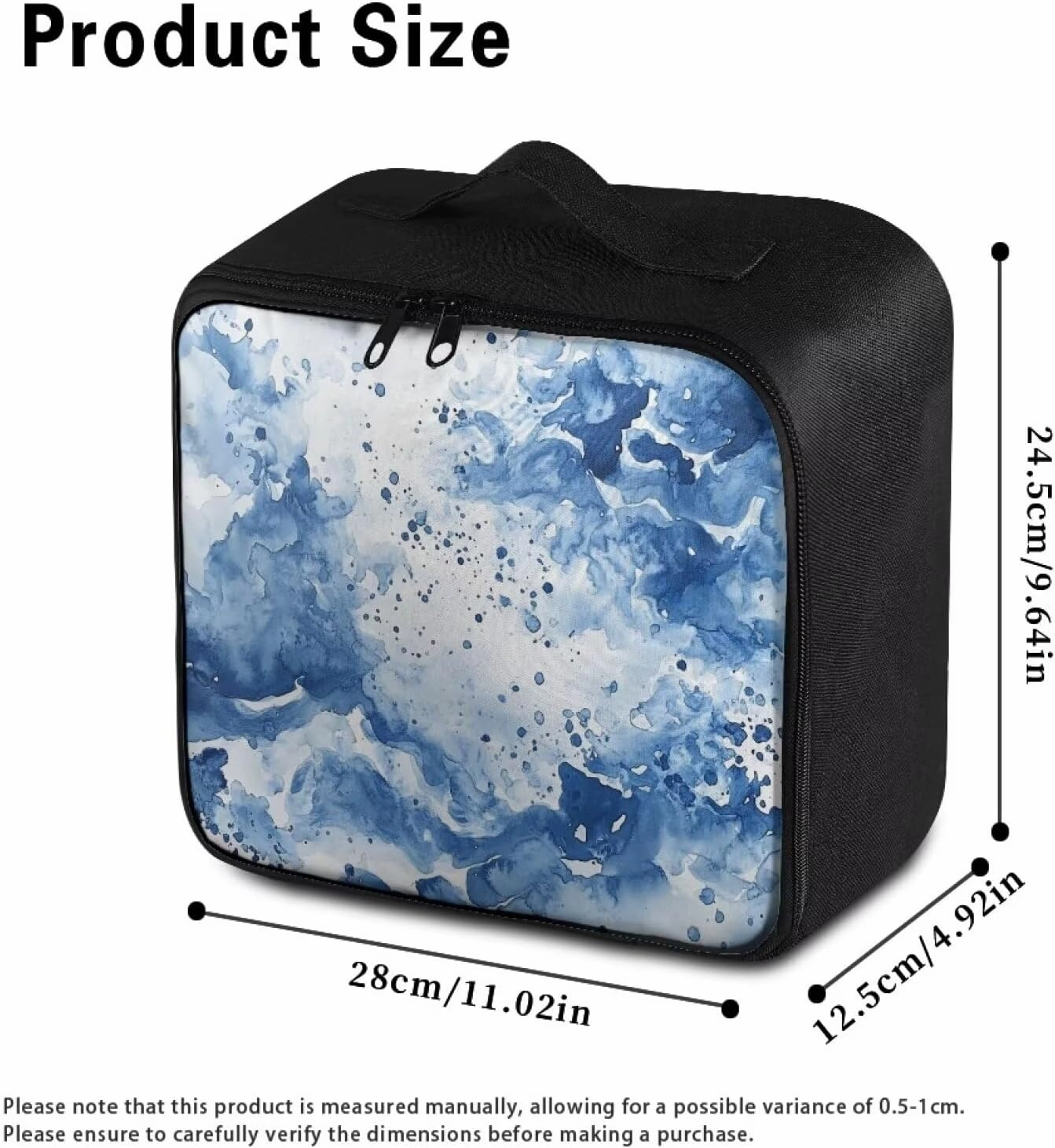 First Aid Kit Bag Empty Medium Organizer Blue White Portable Medication Travel Carrying Case with Handle for Home Travel Camping Empty Medical Storage Bag Portable Pouch