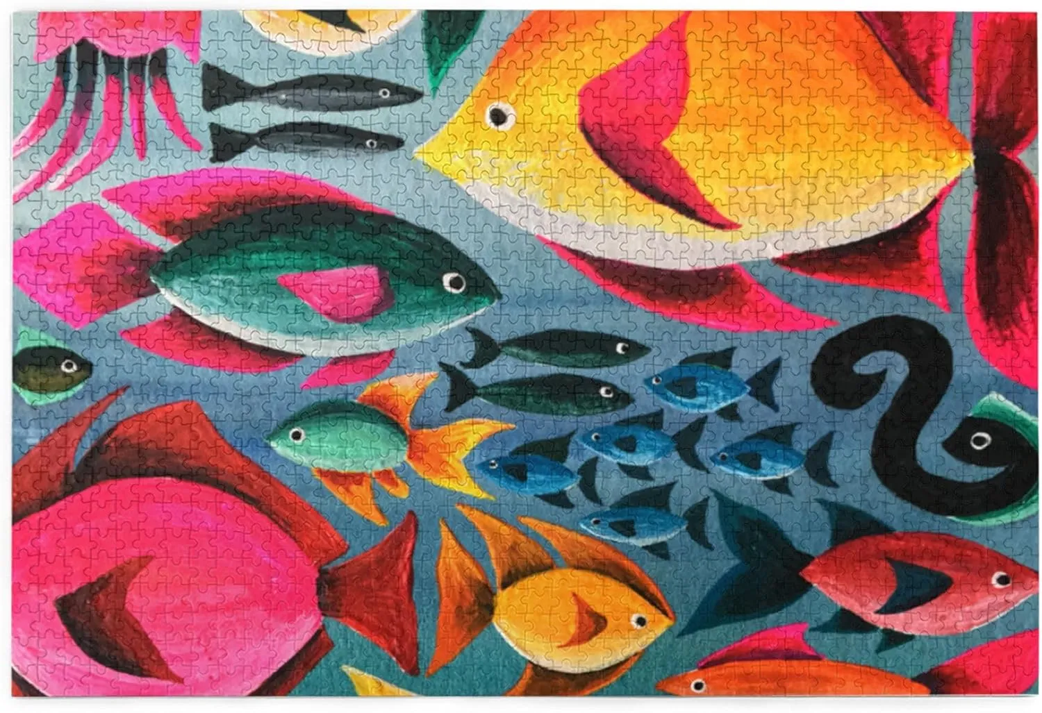 Fish Fish Fish Wooden Puzzle 1000 Piece Puzzles for Adults, Funny Toys & Family Game Artwork Jigsaw Puzzles,Eco-Friendly Materials,Unique Gift,Challenging Brain Teaser