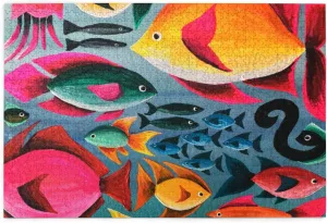Fish Fish Fish Wooden Puzzle 1000 Piece Puzzles for Adults, Funny Toys & Family Game Artwork Jigsaw Puzzles,Eco-Friendly Materials,Unique Gift,Challenging Brain Teaser