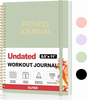 Fitness Journal Workout Planner for Women & Men, A4 (8.5" x 11") Workout Journal Log Book Planner Gift for Track Gym Essentials, Home Workouts, Track Progress, Achieve Wellness Goals, Green
