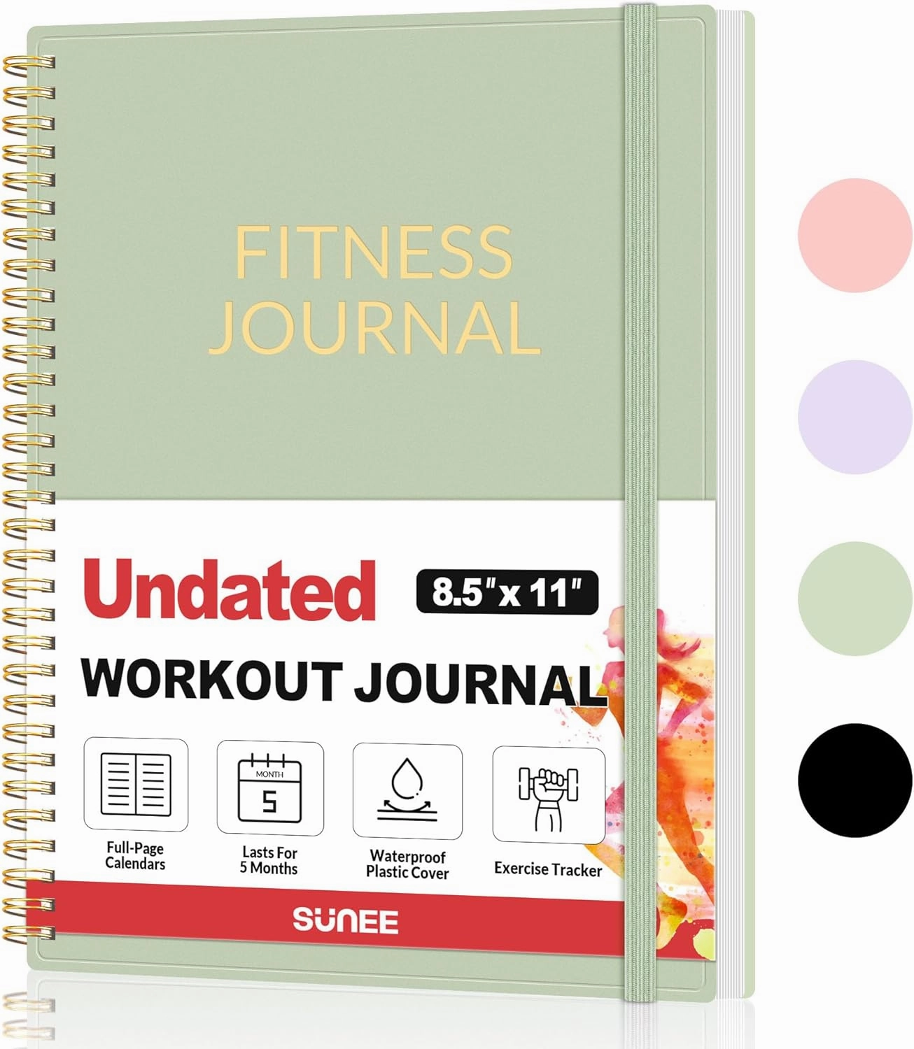 Fitness Journal Workout Planner for Women & Men, A4 (8.5" x 11") Workout Journal Log Book Planner Gift for Track Gym Essentials, Home Workouts, Track Progress, Achieve Wellness Goals, Green