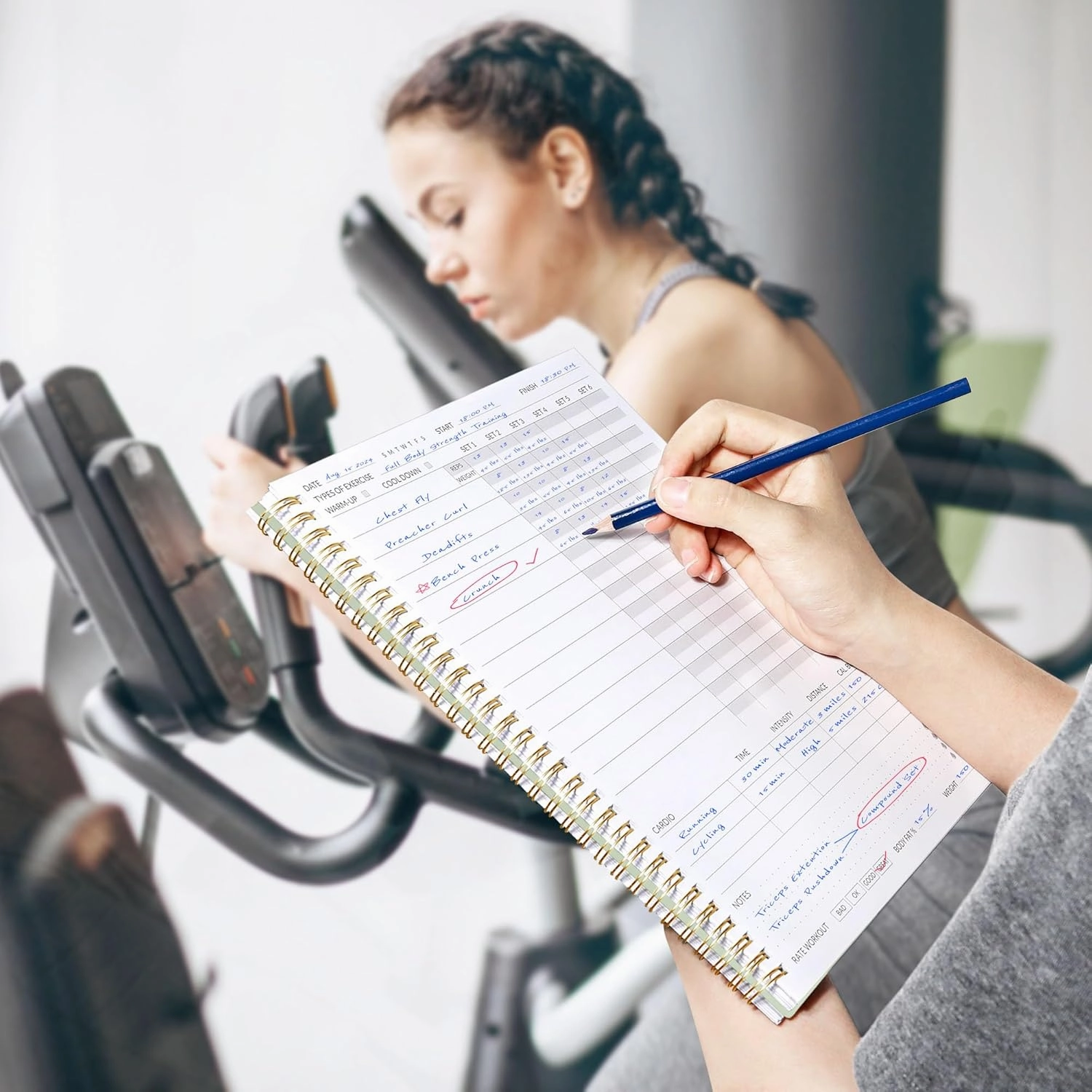 Fitness Journal Workout Planner for Women & Men, A4 (8.5" x 11") Workout Journal Log Book Planner Gift for Track Gym Essentials, Home Workouts, Track Progress, Achieve Wellness Goals, Green