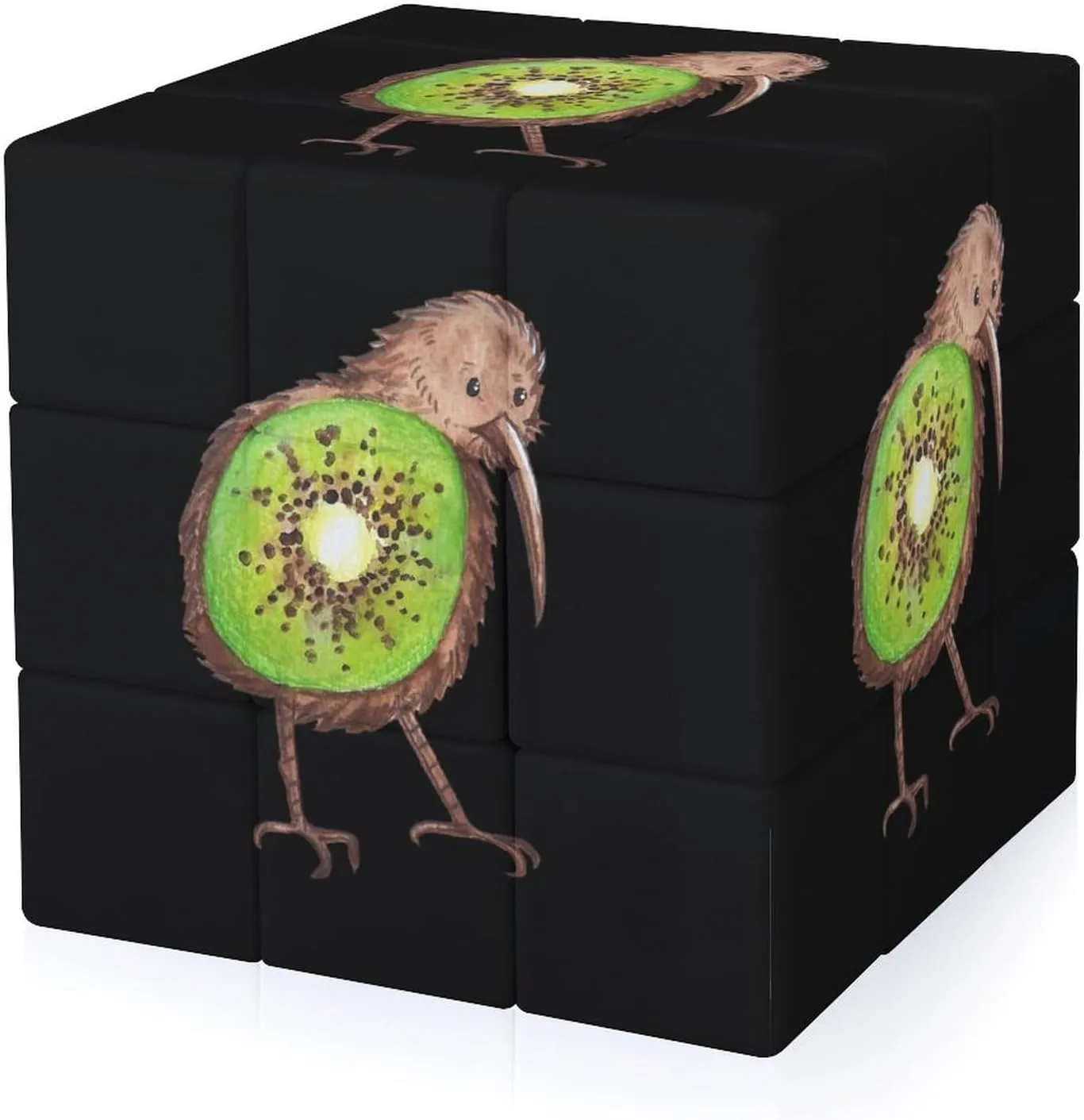 Fitted Scoop Kiwi Bird Adults 3x3x3 Color-Matching Smooth Fully Printed Cube Gift
