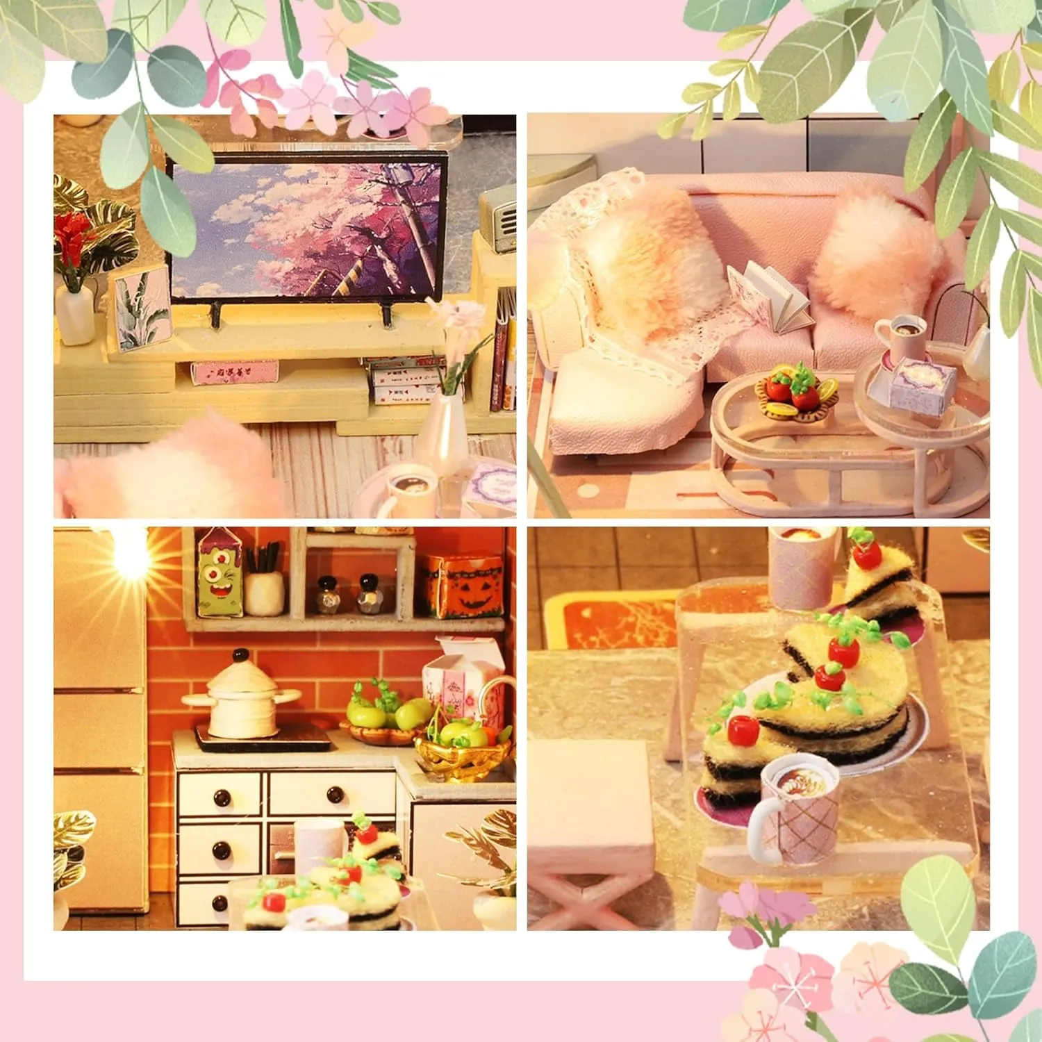 Flever Dollhouse Miniature DIY House Kit Creative Room with Furniture for Romantic Valentine's Gift (Blossom Stories)