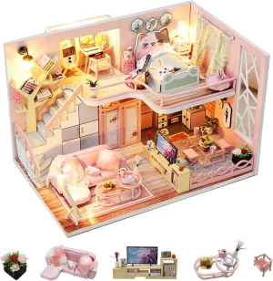 Flever Dollhouse Miniature DIY House Kit Creative Room with Furniture for Romantic Valentine's Gift (Blossom Stories)