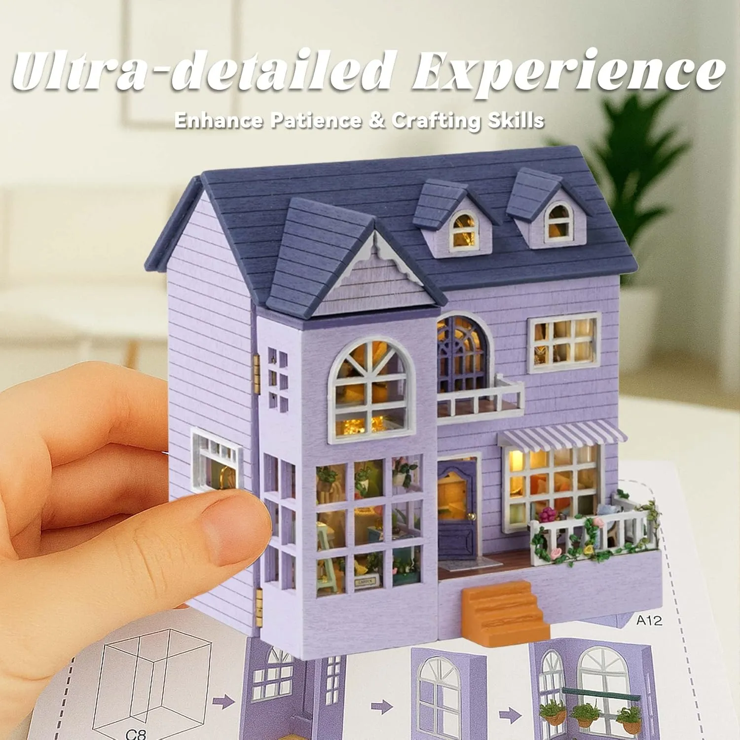Flever Dollhouse Miniature DIY House Kit Creative Room with Furniture for Romantic Valentine's Gift (Happy House)