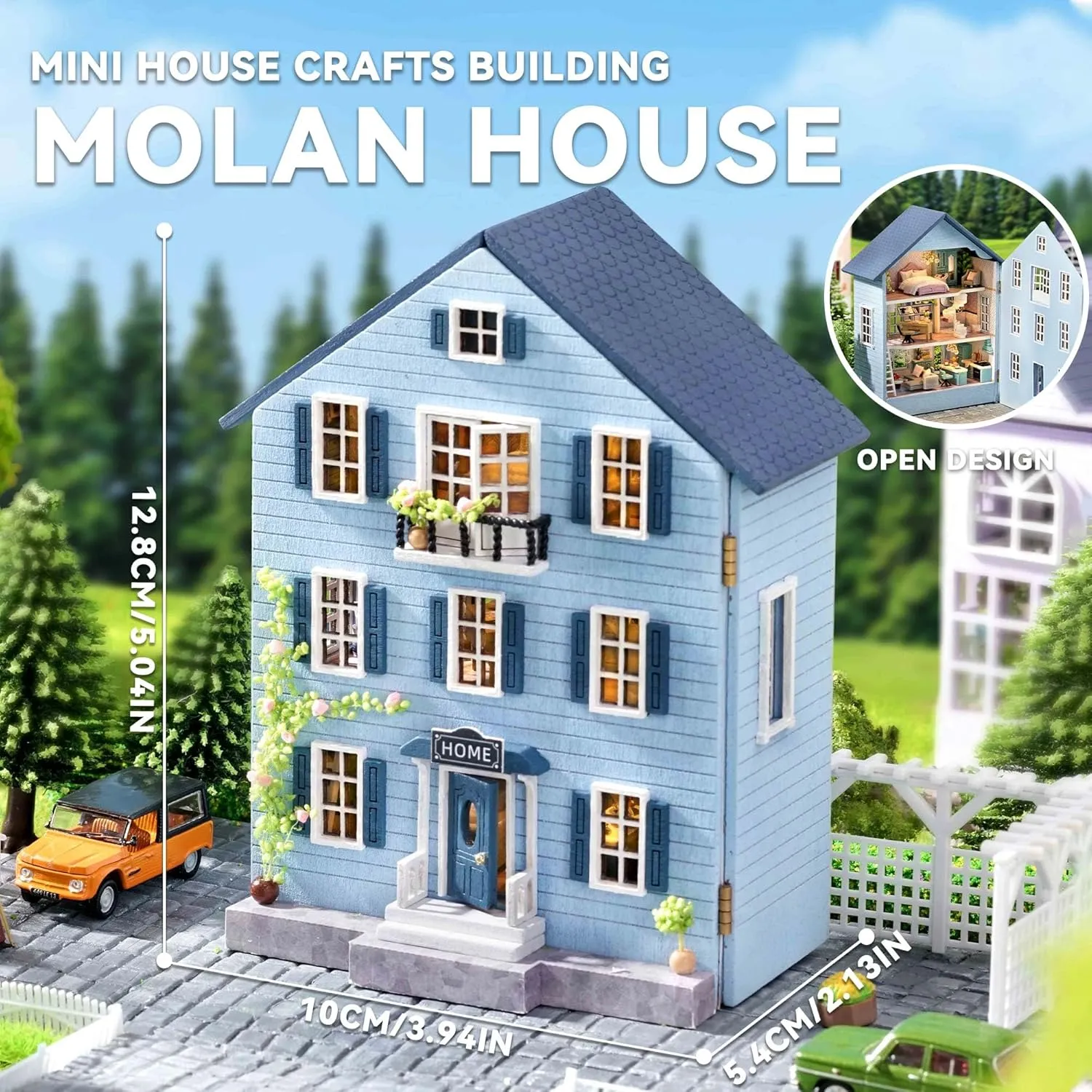 Flever Dollhouse Miniature DIY House Kit Creative Room with Furniture for Romantic Valentine's Gift (Molan House)