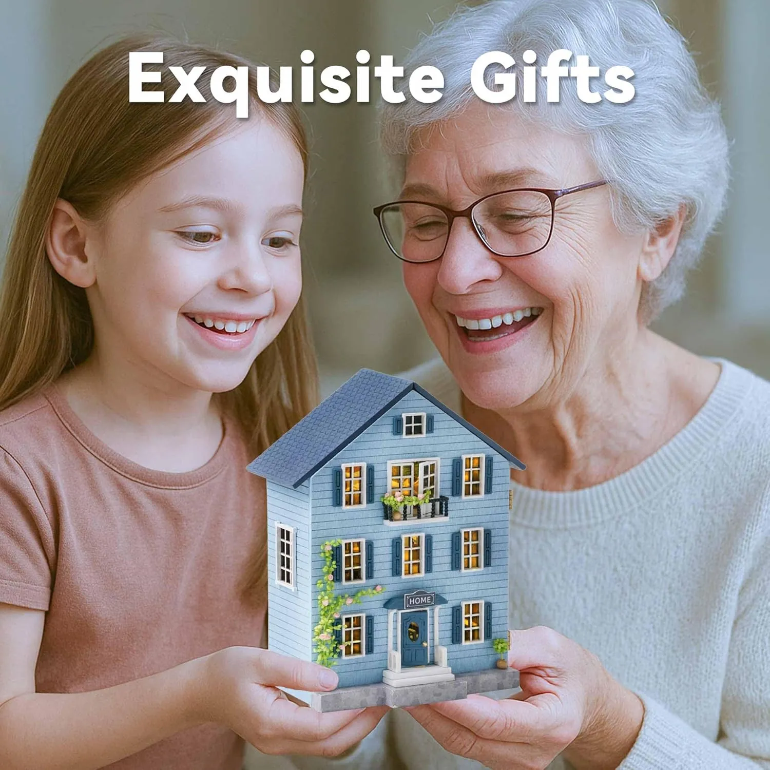 Flever Dollhouse Miniature DIY House Kit Creative Room with Furniture for Romantic Valentine's Gift (Molan House)
