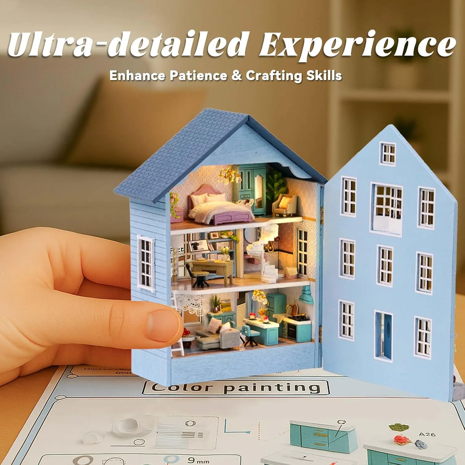 Flever Dollhouse Miniature DIY House Kit Creative Room with Furniture for Romantic Valentine's Gift (Molan House)